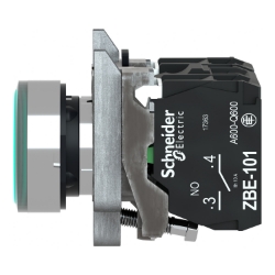 Slika Taster svetleći kompletni O22 zeleni povratak 1NO+1NC 250V Schneider