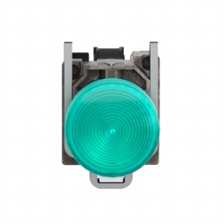 Slika Signalna lampica kompletna O22 zelena ravna sočiva BA9s 250V Schneider