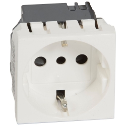 Slika Priključnica 2P modularna 1M 16A 250V 2P+E nemački/italijanski standard bela Mosaic Legrand