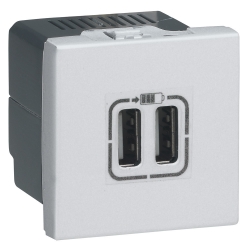Slika Punjač 2USB 2400 aluminijumski 2M PM Legrand