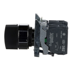 Slika Izborni prekidač XB4 1-0-2 sa povratkom 2NO fi22 metalni crni IP66 Schneider