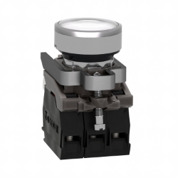 Slika Taster svetleći kompletni O22 beli ravna sočiva povratak 1NO+1NC 110-120V Schneider