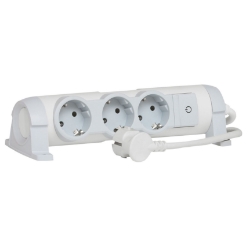 Slika Kabal produžni sa prekidačem H05VV-F 3x1.5mm2 1.5m 3 priključna mesta 2P+E beli/svetlo sivi Legrand