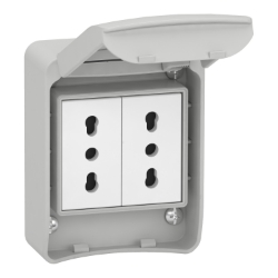Slika Utičnica siva 2P+E 10/16A 250V italijanski standard IP65 nadgradna PratiKa Schneider