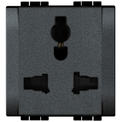 Slika Priključnica 2P modularna 2M 16A 250V 2P+E više standarda antracit Living Light Legrand
