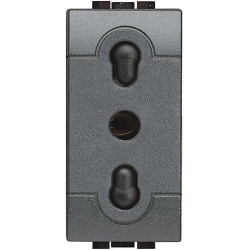Slika Priključnica 2Pmodularna 1M 10A 250V 2P+E evropski/italijan. standard antracit Living Light Legrand