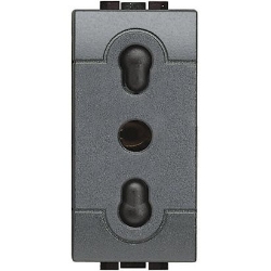 Slika Priključnica 2Pmodularna 1M 10A 250V 2P+E evropski/italijan. standard antracit Living Light Legrand