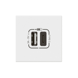 Slika USB priključnica 2M Tip A+C bela PM Legrand