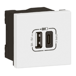Slika USB priključnica 2M Tip A+C bela PM Legrand
