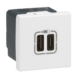 Slika Punjač 2M 2xUSB-A+C 3A 15W crni PM Legrand