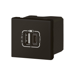 Slika USB priključnica 2M Tip A+C mat crna PM Legrand