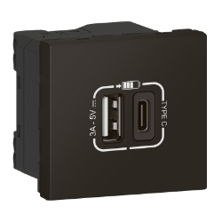 Slika USB priključnica 2M Tip A+C mat crna PM Legrand