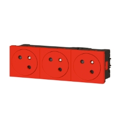 Slika Utičnica 3x2P+E 45° crvena PM Legrand