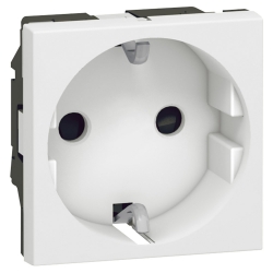 Slika Priključnica 2P modularna 2M 16A 230V 2P+E automatski kontakt bela Mosaic Legrand