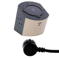 Slika Kabal produžni 2M 2 priključna mesta 2P+E USB A+C bežično punjenje 10W braon/tamno sivi Legrand