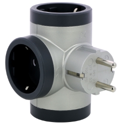Slika Utičnica razdelna T 3 mesta 2P+E 16A aluminijum/tamno siva Legrand