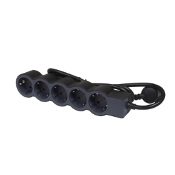 Slika Kabal produžni H05VV-F 3x1.5mm2 1.5M 5 priključna mesta 2P+E crni/tamno sivi Legrand