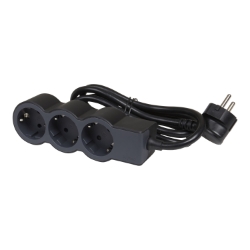 Slika Kabal produžni H05VV-F 3x1.5mm2 3M 3 priključna mesta 2P+E crni/tamno sivi Legrand