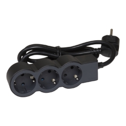 Slika Kabal produžni H05VV-F 3x1.5mm2 3M 3 priključna mesta 2P+E crni/tamno sivi Legrand