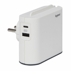 Slika Kabal produžni stubić sa prekidačem H05VV-F 3x1mm2 2m 4 priključna mesta 2P+E + 2xUSB A crni Legrand