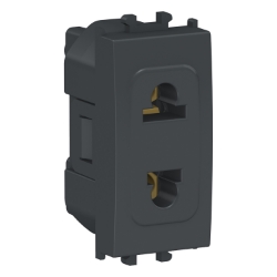 Slika Priključnica 2Pmodularna 1M 10A 230/250VAC evropski/američki standard crna Easy Styl Schneider