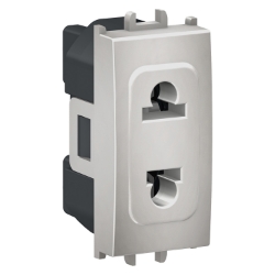 Slika Priključnica 2Pmodularna 1M 10A 230/250VAC evropski/američki standard srebrna Easy Styl Schneider
