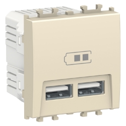 Slika Priključnica USB modularna 2M punjač 100-240V AC/5V DC 1x2.1A/2x1.05A krem Easy Styl Schneider