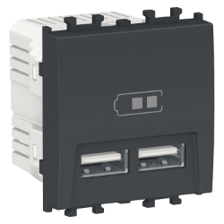 Slika Priključnica USB modularna 2M 2.1A punjač crni Easy Styl Schneider