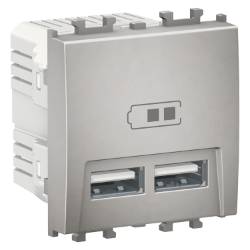 Slika Priključnica USB modularna 2M punjač 100-240V AC/5V DC 1x2.1A/2x1.05A srebrna Easy Styl Schneider