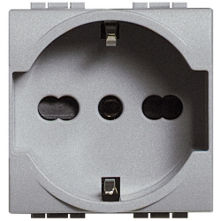 Slika Priključnica 2P modularna 2M 16A 230V 2P+E aluminijum Living Light Legrand
