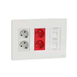 Slika Set od 3 kolone (2+2 utičnice + 2 RJ45) beli Schneider