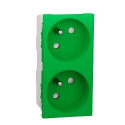 Slika Utičnica dvostruka 2P+E francuski standard 45° parapet zelena Schneider