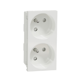 Slika Utičnica dvostruka 2P+E francuski standard 45° parapet bela Schneider